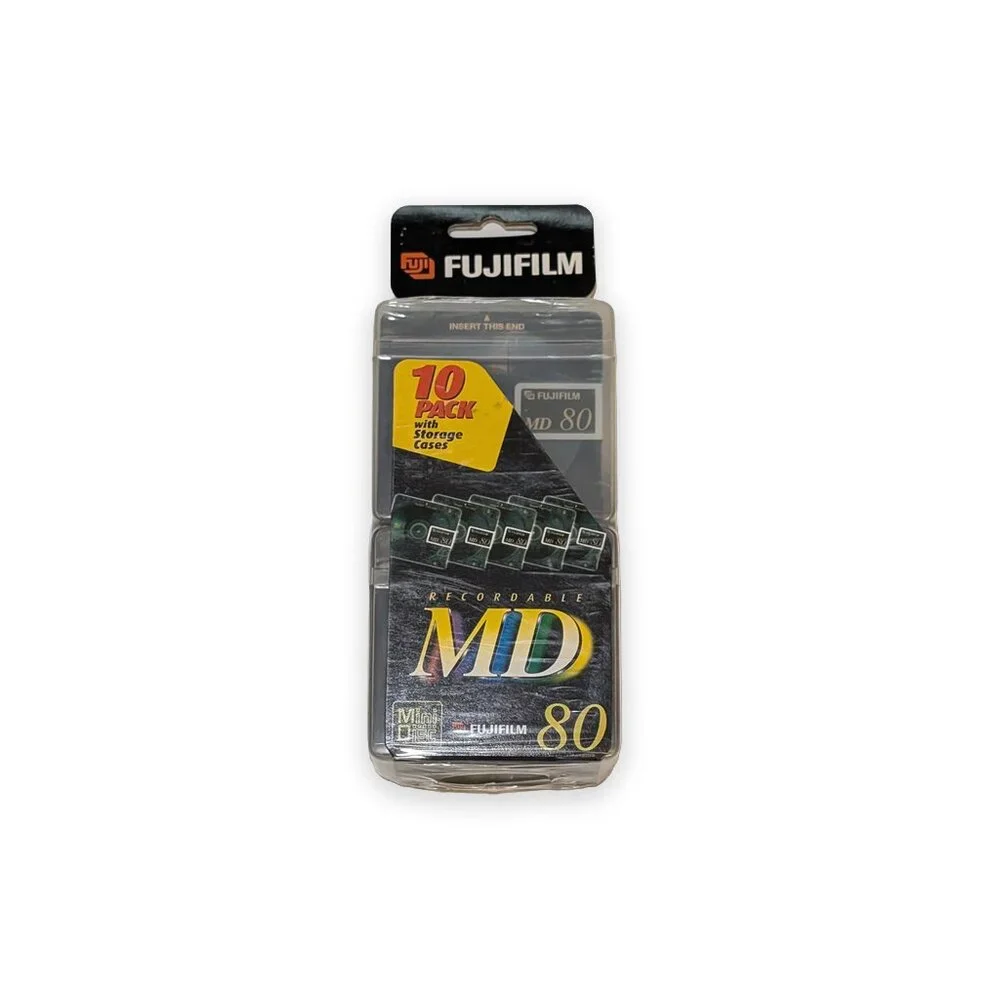 Set of 10 Fujifilm Mini Disc 80 Minutes Recordable MD with Storage Cases New NIP